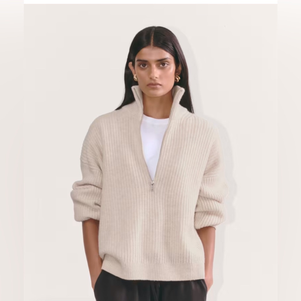 Everlane Half-Zip Sweater in Luxe Merino oatmeal